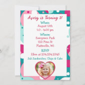 かわいいカエルをテーマにした少女の誕生日パーティー 招待状 (裏面)