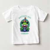 かわいいカエルをテーマにした少年の誕生日パーソナライズされた少年 ベビーTシャツ (正面)