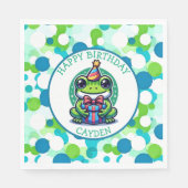 かわいいカエルをテーマにした少年の誕生日少年 スタンダードランチョンナプキン (正面)