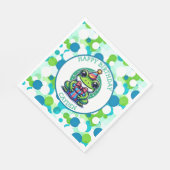 かわいいカエルをテーマにした少年の誕生日少年 スタンダードランチョンナプキン (角)