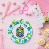 かわいいカエルをテーマにした少年の誕生日少年 ペーパープレート (パーティー)