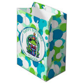 かわいいカエルをテーマにした少年の誕生日少年 ミディアムペーパーバッグ (正面アングル)