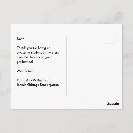 かわいいカエルカスタムおめでとう幼稚園卒業 ポストカード (裏面)