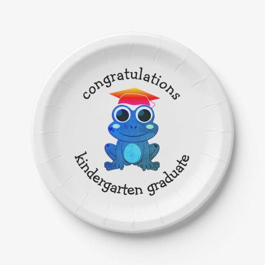 かわいいカエルカスタム幼稚園卒業 ペーパープレート (正面)