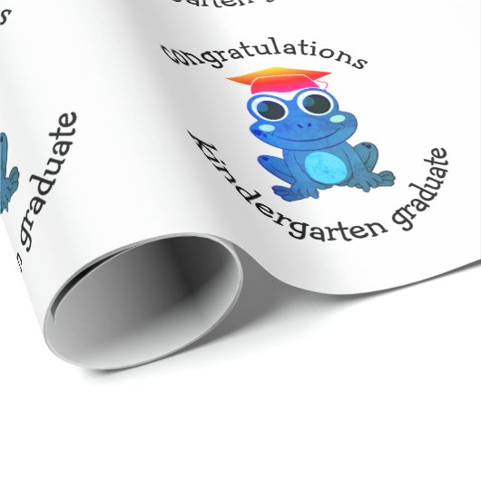 かわいいカエルカスタム幼稚園卒業 ラッピングペーパー (ロールコーナー)