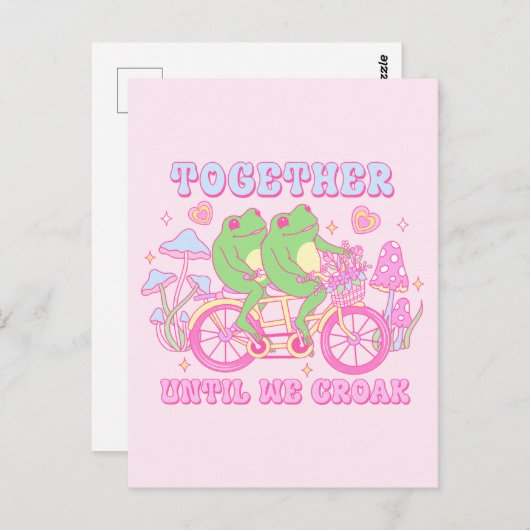 かわいいカエルカップル - 飛べなくなるまで一緒 ポストカード (正面/裏面)