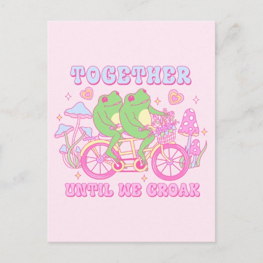 かわいいカエルカップル - 飛べなくなるまで一緒 ポストカード (正面)