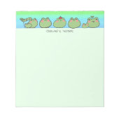 かわいいカエルカラフルのグラデーシパーソナライズされたョン名 ノートパッド (正面)