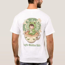 かわいいカエルコーヒーの物語デザイン Tシャツ