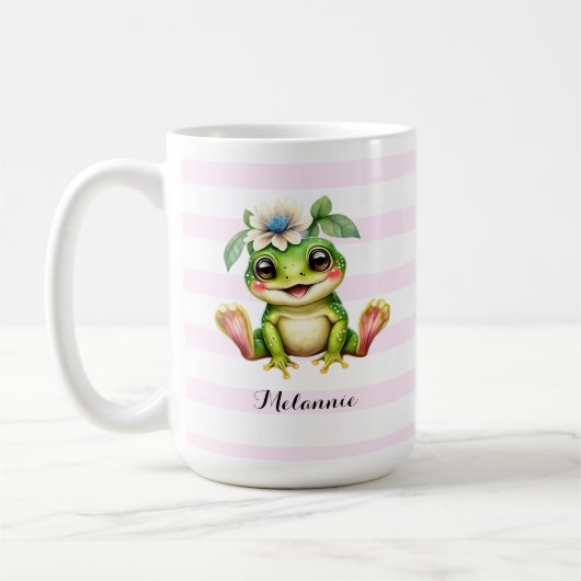 かわいいカエルデザイン コーヒーマグカップ (左)