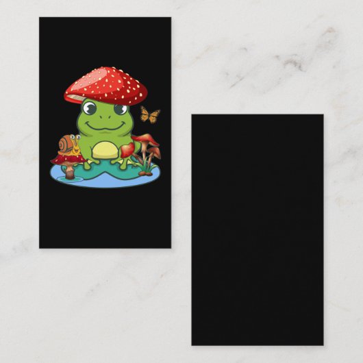 かわいいカエルハットカタツムリ蝶 名刺 (正面/裏面)