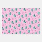 かわいいカエルハートラブパターンバレンタインデー ラッピングペーパーシート (正面3)