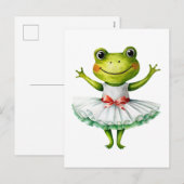 かわいいカエルバレリーナ踊りバレエ。 シーズンポストカード (正面/裏面)