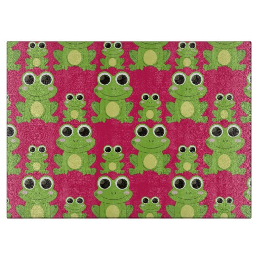 かわいいカエルパターン カッティングボード (正面)