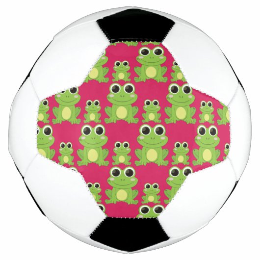 かわいいカエルパターン サッカーボール (正面)
