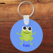 かわいいカエルパーソナライズされた- キーホルダー (正面)