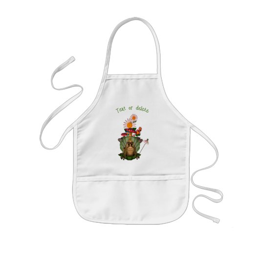 かわいいカエルプリンセスオン玉座 子供用エプロン (正面)