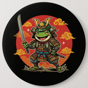 かわいいカエル侍のキャラクターアニマルウォリアーデザイン 缶バッジ