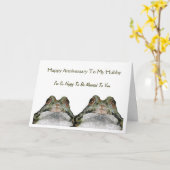 かわいいカエル夫婦: ハッピーな妻: 結婚記念日: アート カード (黄色い花)