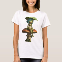 かわいいカエル女子のキノコTシャツ