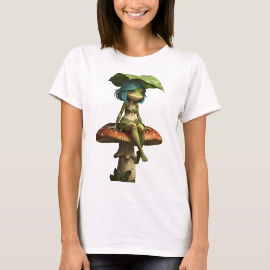 かわいいカエル女子のキノコTシャツ Tシャツ (正面)