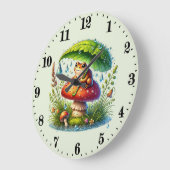かわいいカエル好きのキノコ ラージ壁時計 (傾斜)