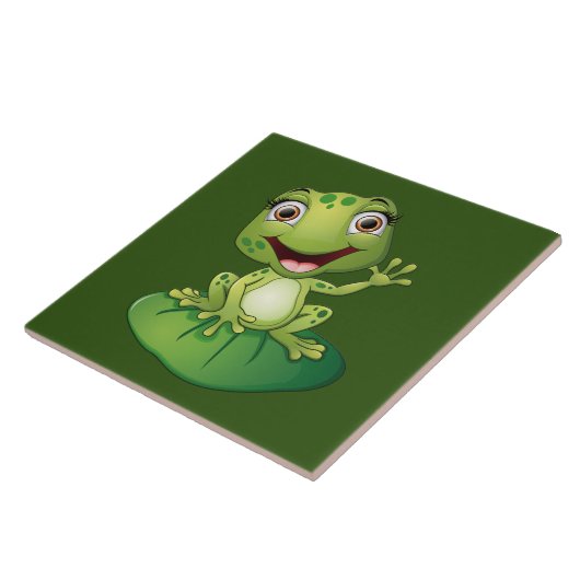 かわいいカエル好きの動物 タイル (側面)