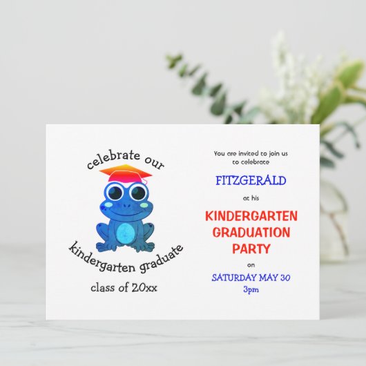 かわいいカエル幼稚園卒業パーティー 招待状 (スタンド正面)