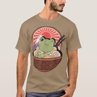 かわいいカエル日本のラーメン麺アニメカエル子供 Tシャツ