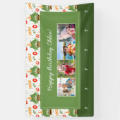 かわいいカエル柄スマイル文字ハッピーバースデー写真 横断幕 (縦)