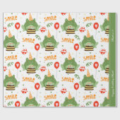 かわいいカエル柄スマイル文字ハッピーバースデー ラッピングペーパー (フラット)