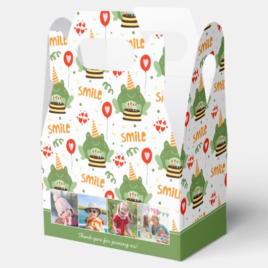 かわいいカエル柄ハッピーバースデー写真ありがとう フェイバーボックス (オープン)