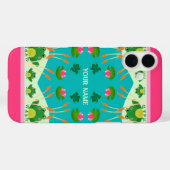 かわいいカエル柄 ピンク グリーン 名前入り Case-Mate iPhoneケース (裏面 (横))