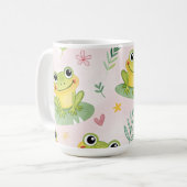 かわいいカエル模様 コーヒーマグカップ (正面左)