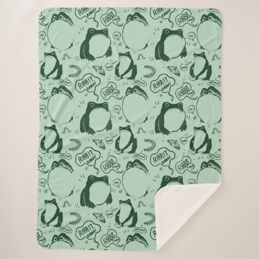 かわいいカエル毛布 – 悲しいカエル – ヴィンテージ シェルパブランケット (正面)