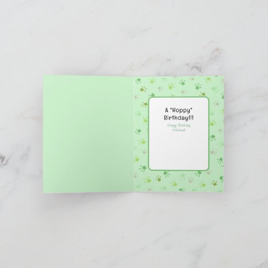 かわいいカエル漫画おもしろいことわざフロギー誕生日 カード (内部)