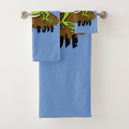 かわいいカエル漫画のタオルセット。 バスタオルセット