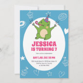 かわいいカエル漫画パーティー動物子供の誕生日 招待状 (正面)