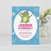 かわいいカエル漫画パーティー動物子供の誕生日 招待状 (スタンド正面)