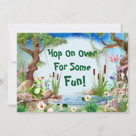 かわいいカエル王子の誕生日パーティー 招待状 (正面)