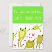 かわいいカエル男の子の誕生日パーティー 招待状 (正面)