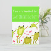 かわいいカエル男の子の誕生日パーティー 招待状 (スタンド正面)