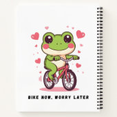 かわいいカエル自転車に乗る | おもしろカエルグッズ プレゼント ノートブック (裏面)