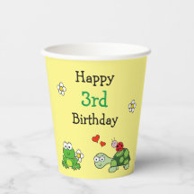 かわいいカエル誕生日イエローパーティー紙カップ