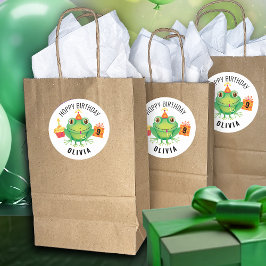 かわいいカエル誕生日クラシックラウンドステッカー ラウンドシール