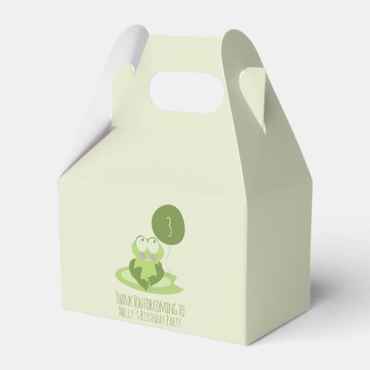 かわいいカエル誕生日グリーンバルーンありがとう フェイバーボックス (正面サイド)