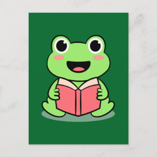 かわいいカエル読の本のかわいい ポストカード