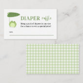 かわいいカエル赤ちゃんシャワーおむつラッフルチケット エンクロージャーカード (正面/裏面)