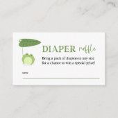 かわいいカエル赤ちゃんシャワーおむつラッフルチケット エンクロージャーカード (正面)