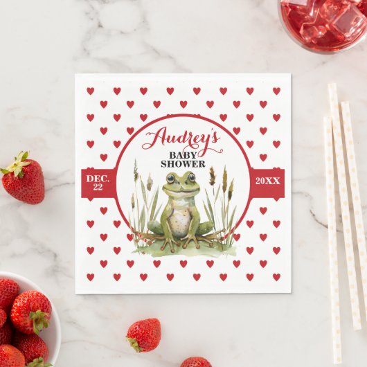 かわいいカエル赤ちゃんシャワーまたは誕生日 スタンダードランチョンナプキン (インサイチュ)